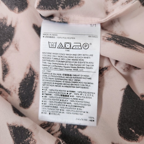 Banana Republic Pink Blouse w/ Black Brushstroke Pattern - Picture 4 of 4